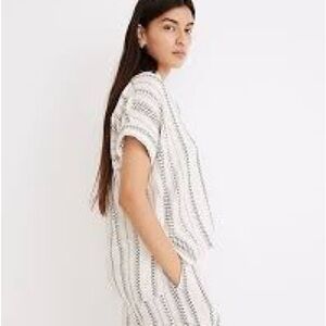 Madewell Lightspun Lakeline Popover Shirt in Jacquard Stripe size small